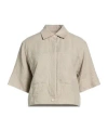 Max Mara Woman Jacket Khaki Size 12 Linen In Nude