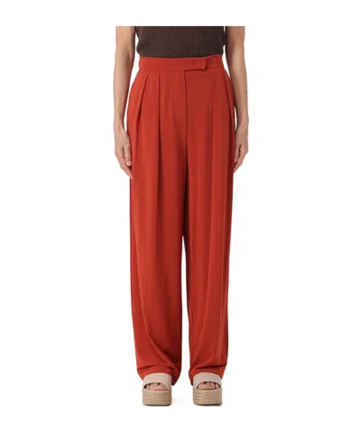Max Mara Plain Knit Crepe Trousers In Red