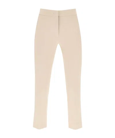 Max Mara Plain Knitted Cigarette Pipe Trousers In Beige