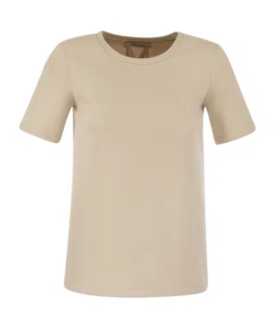 Max Mara Plain Knitted Logo T-shirt In Nude