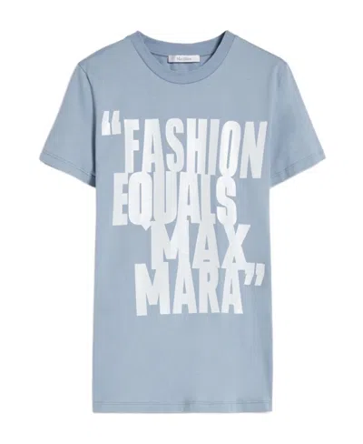 Max Mara Plain Knitted Short-sleeved T-shirt In Blue