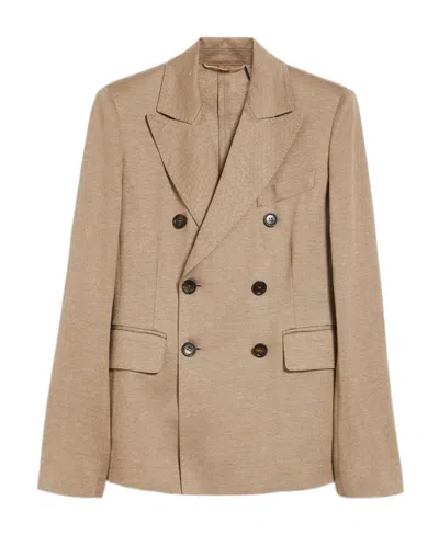 Max Mara Plain Knitted Suit Jacket In Brown
