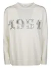 Max Mara Plata 1951 Strass Jersey Sweater In White