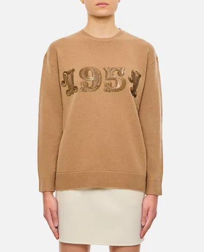 MAX MARA PLATA 1952 SEQUIN LOGO KNIT SWEATER
