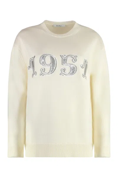 Max Mara Plata Embellished Wool And Cashmere Sweater In White