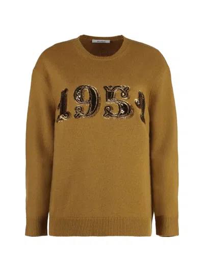 Max Mara Wool And Cashmere Sweater With Sequin Embroidery In Multi