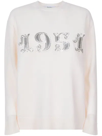 Max Mara Sequin Embroidered Knit Pullover In Neutral
