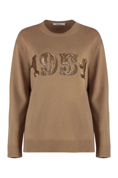 Max Mara Plata Wool And Cashmere Sweater In Brown