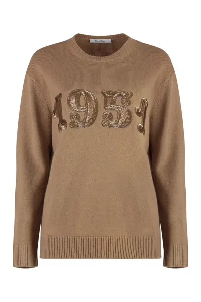 Max Mara Plata Wool And Cashmere Sweater In Brown