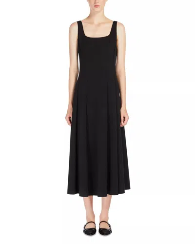 Max Mara Platani Cotton-blend Jersey Midi Dress In Black