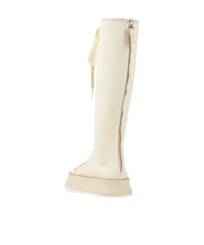 Max Mara Platform Canvas Boots In White