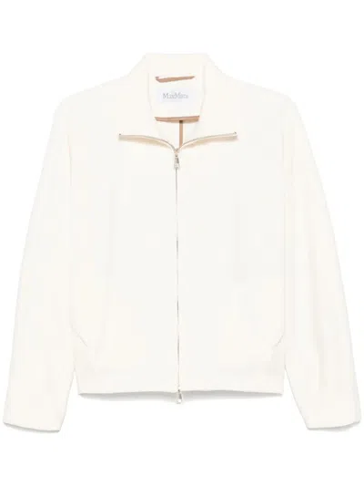 Max Mara Plava Neoprene Zip Jacket In White