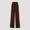 Max Mara Wide Leg High Waist Trousers With Side Stripe In Burgundy