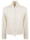 Max Mara Plava Neoprene Zip Jacket In White