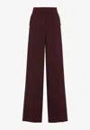 Max Mara Plava Straight-leg Cady Pants In Burgundy