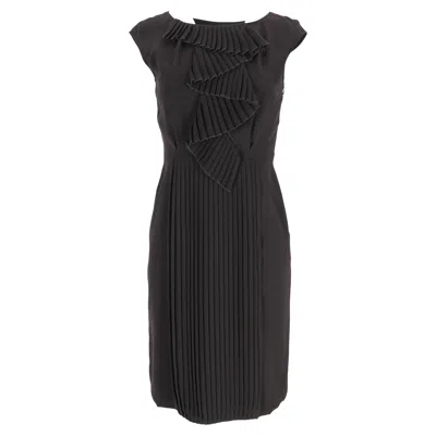 Max Mara Pleat-accent Midi Dress In Brown Triacetate