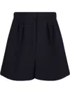 Max Mara Wool High Waist Pleated Shorts In Blau