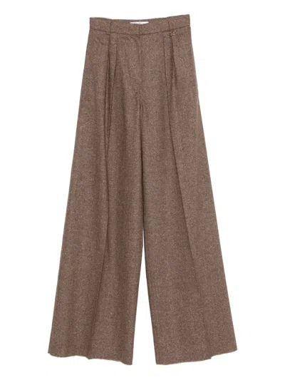 Max Mara Pleat-detail Trousers In Brown