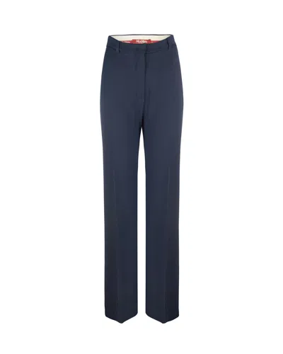 Max Mara Pleat Detailed Straight Leg Trousers In Blue
