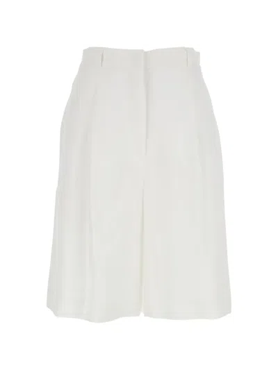 Max Mara Pleat-detail Linen Shorts In White