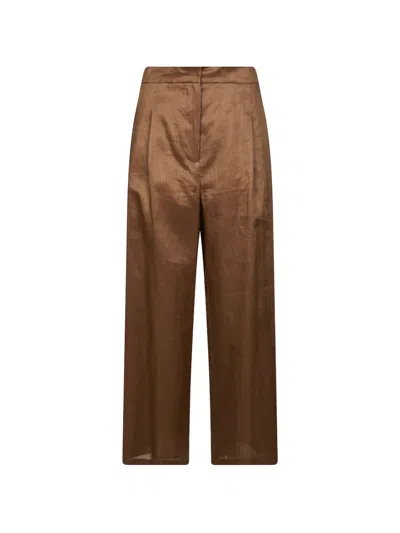 Max Mara Pleat-detail Trousers In Brown