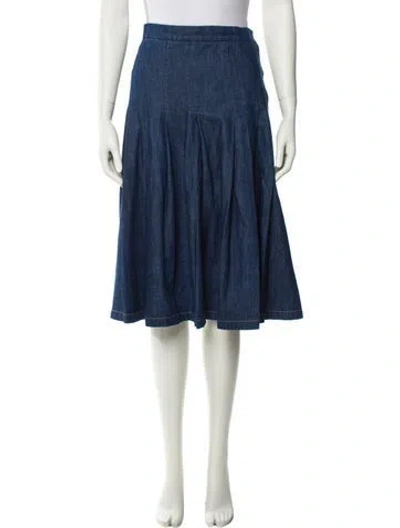 Pre-owned Max Mara Pleated Accents Knee-length Skirt In Blue