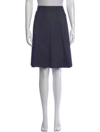 Pre-owned Max Mara Pleated Accents Knee-length Skirt In Blue