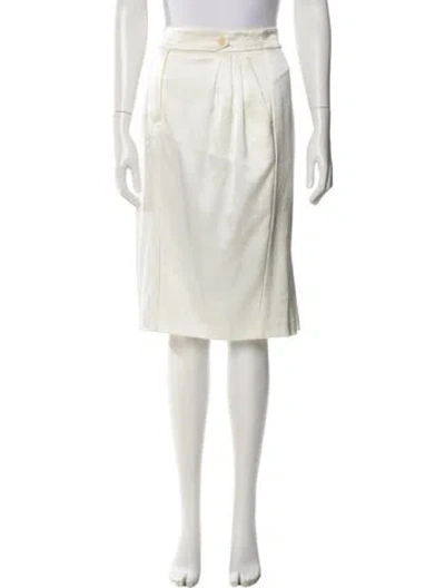 Pre-owned Max Mara Pleated Accents Knee-length Skirt In White