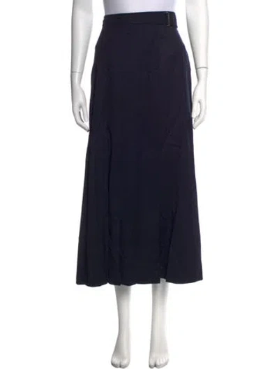 Pre-owned Max Mara Pleated Accents Long Skirt In Blue