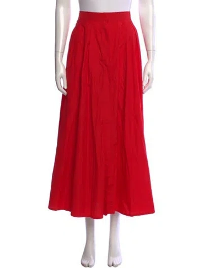 Pre-owned Max Mara Pleated Accents Long Skirt W/ Tags In Red