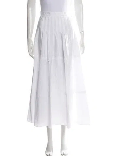 Pre-owned Max Mara Pleated Accents Long Skirt In White