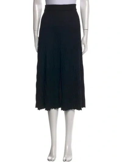 Pre-owned Max Mara Pleated Accents Midi Length Skirt In Black