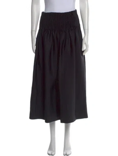 Pre-owned Max Mara Pleated Accents Midi Length Skirt In Black