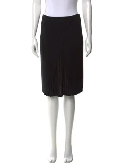 Pre-owned Max Mara Pleated Accents Midi Length Skirt In Black