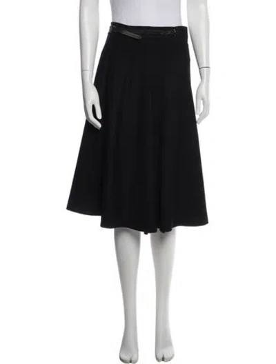 Pre-owned Max Mara Pleated Accents Midi Length Skirt In Black