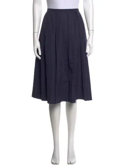 Pre-owned Max Mara Pleated Accents Midi Length Skirt In Blue