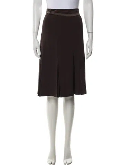 Pre-owned Max Mara Pleated Accents Midi Length Skirt In Brown