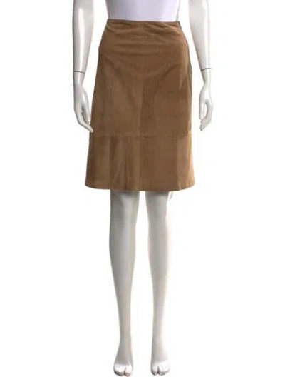 Pre-owned Max Mara Pleated Accents Midi Length Skirt In Brown