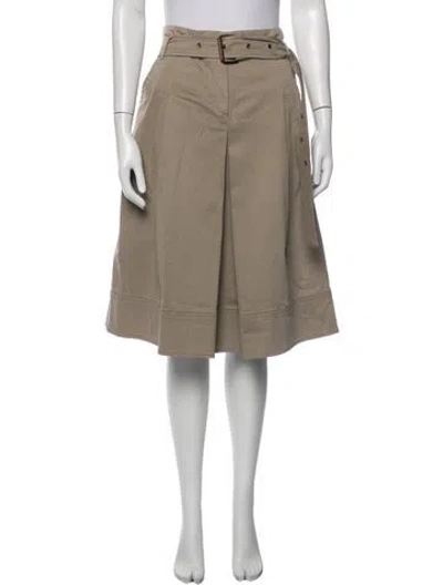 Pre-owned Max Mara Pleated Accents Midi Length Skirt In Brown