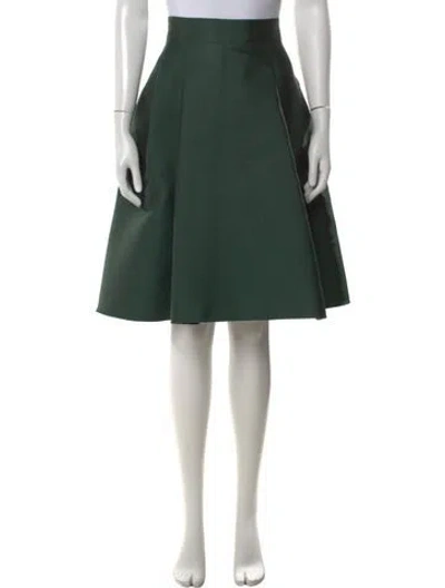 Pre-owned Max Mara Pleated Accents Midi Length Skirt In Green