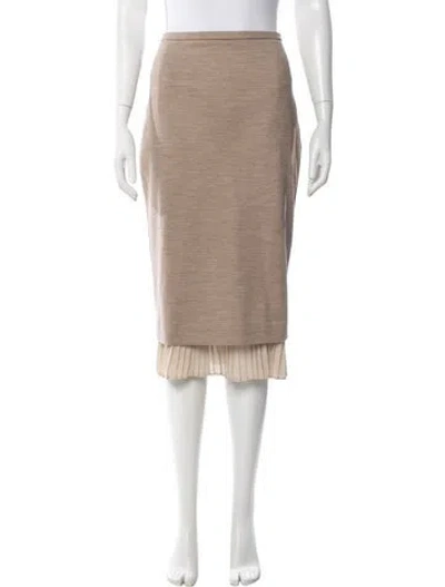 Pre-owned Max Mara Pleated Accents Midi Length Skirt In Neutral