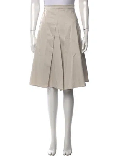 Pre-owned Max Mara Pleated Accents Midi Length Skirt In Neutral