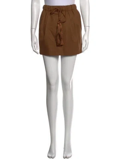 Pre-owned Max Mara Pleated Accents Mini Skirt In Brown