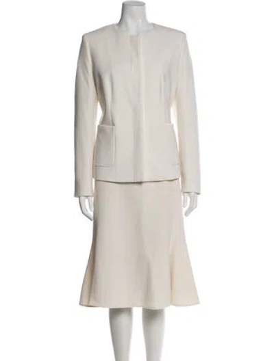 Pre-owned Max Mara Pleated Accents Skirt Suit In Neutral