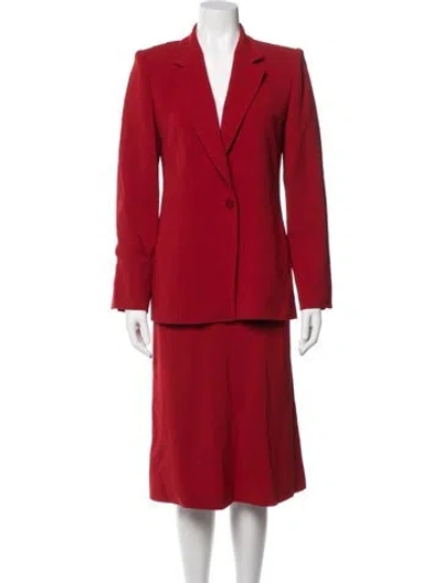 Pre-owned Max Mara Pleated Accents Skirt Suit In Red