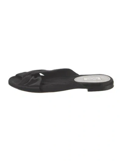 Pre-owned Max Mara Pleated Accents Slides In Black