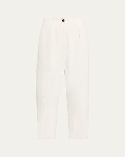 Max Mara Pleated Barrel-leg Ankle Pants In White
