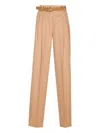 Max Mara Pleated Belted Trousers In Brown