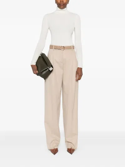 Max Mara Pleated Belted Trousers In Neutral