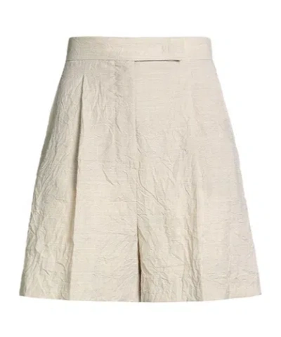 Max Mara Pleated Bermuda Shorts In Neutral